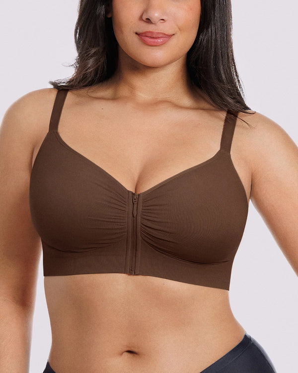 Bare Essentials Skin Flow Front-Zipper Wireless Bra