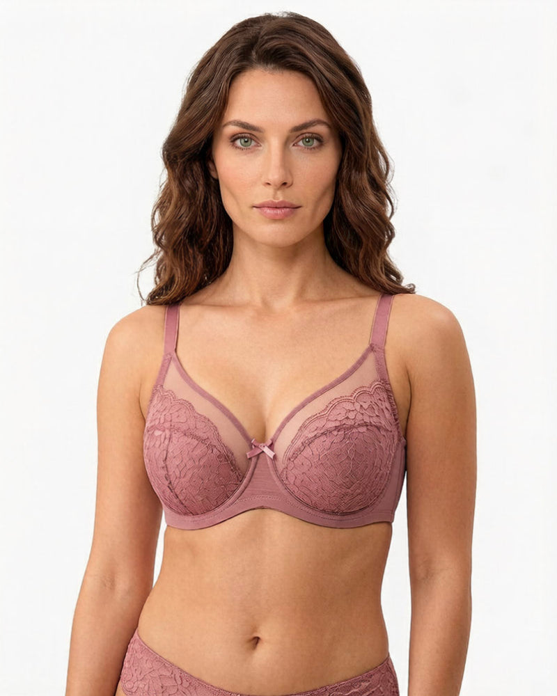 Floral lace shaping plus size bra