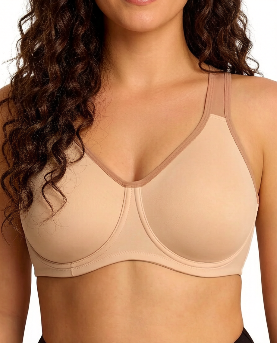 Full Coverage Sports Bra Non Padded Unlined Soft Support Wide Strap Underwire Bra