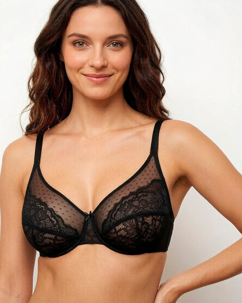 Floral lace shaping plus size bra