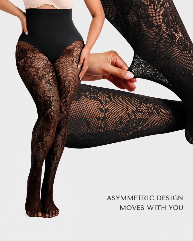 High-Waist Floral Lace Light Control Shaping Tights
