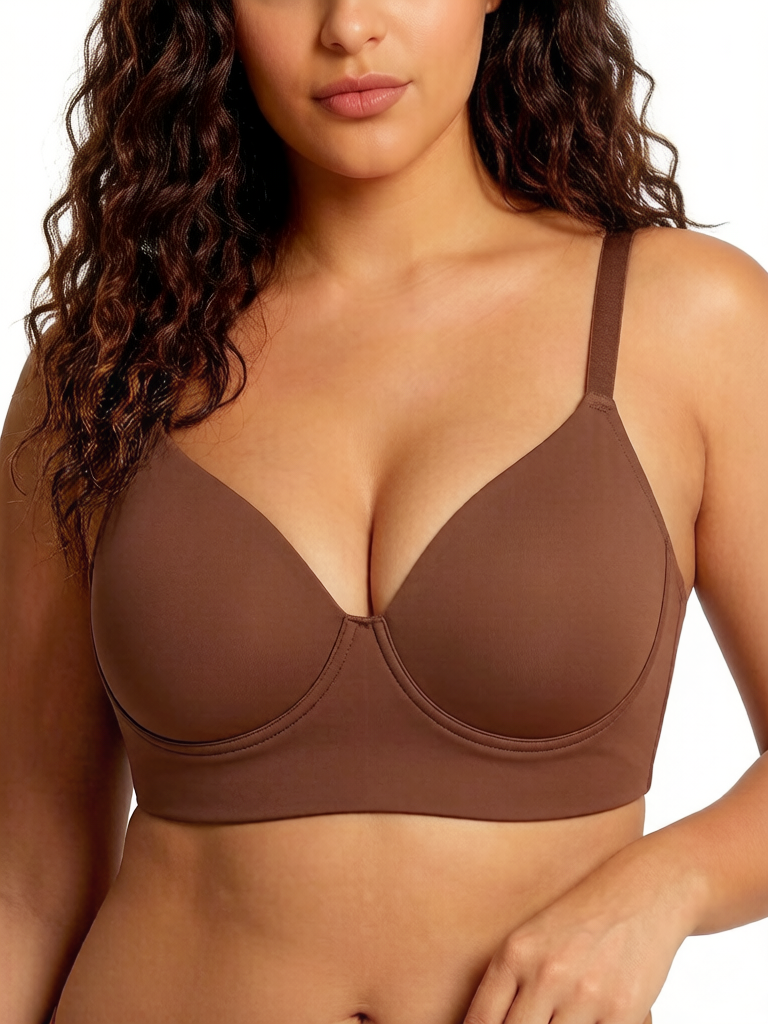 Delia Plus Size Smooth Full-Coverage Longline Support Bra.