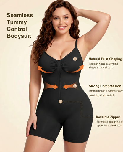 Women's Tummy Control Zip Front Bodysuit