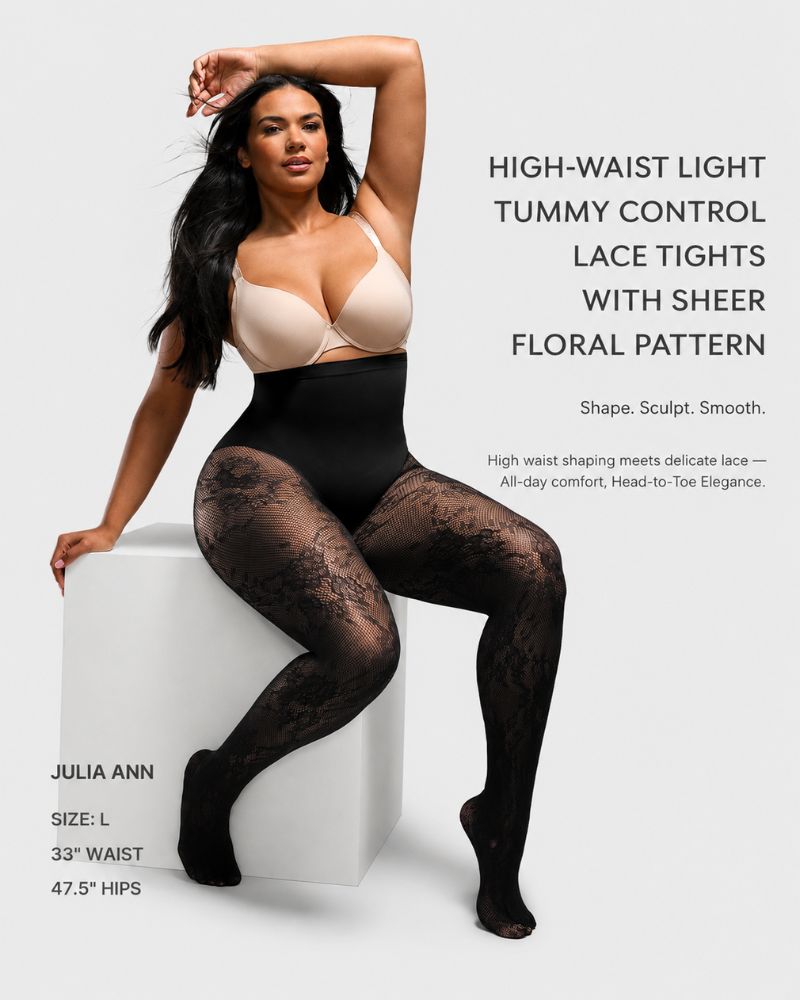 High-Waist Floral Lace Light Control Shaping Tights