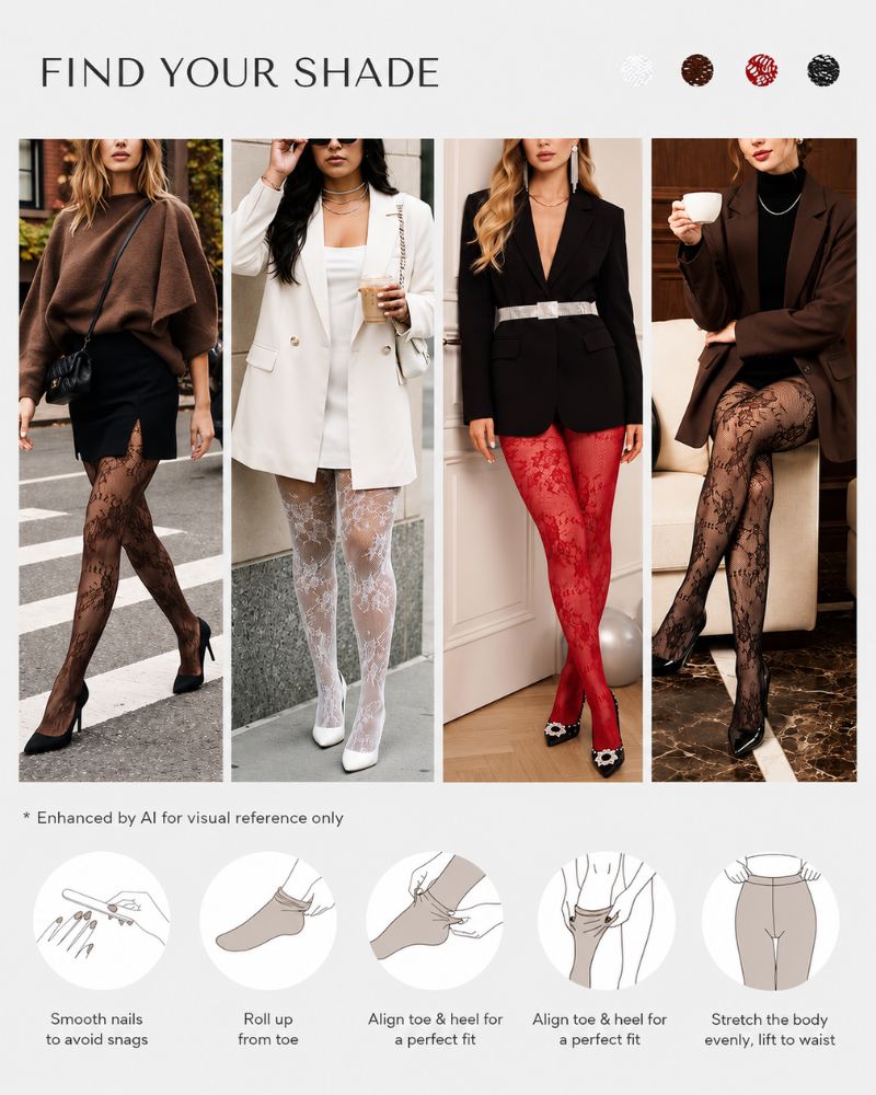 High-Waist Floral Lace Light Control Shaping Tights