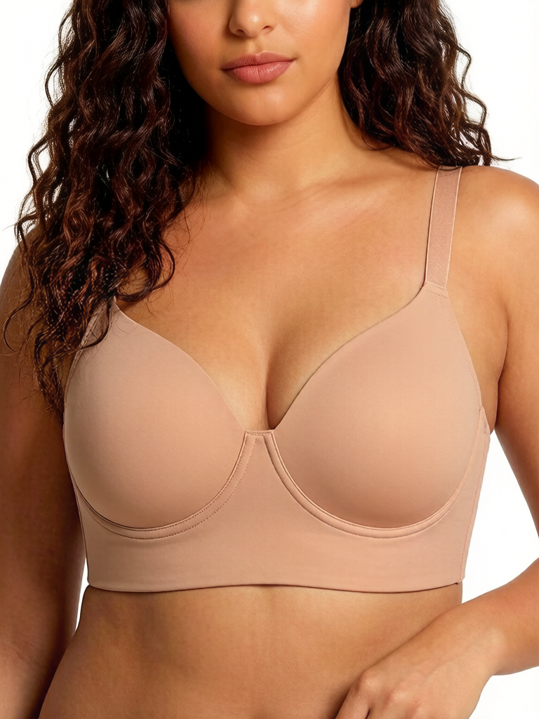 Delia Plus Size Smooth Full-Coverage Longline Support Bra.