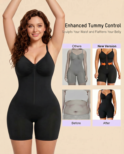Women's Tummy Control Zip Front Bodysuit