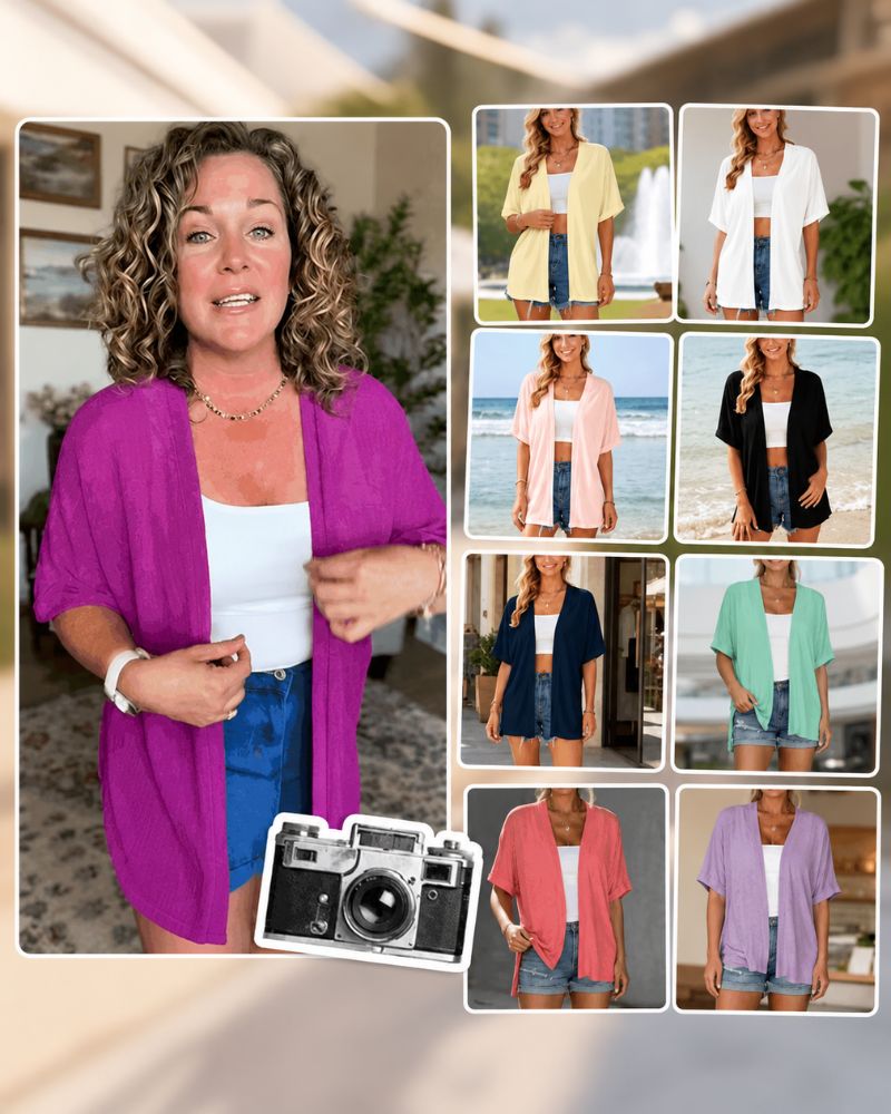 Lightweight Short-Sleeve Open-Front Cardigan