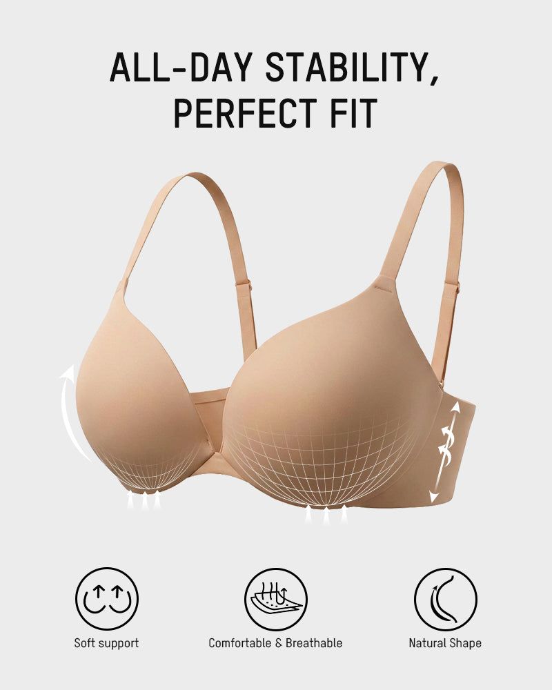 Deep Plunge Push-Up Underwire T-Shirt Bra