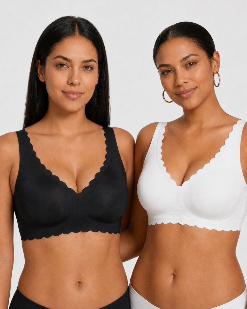 Deep V Seamless Scalloped Wireless Lift Bra