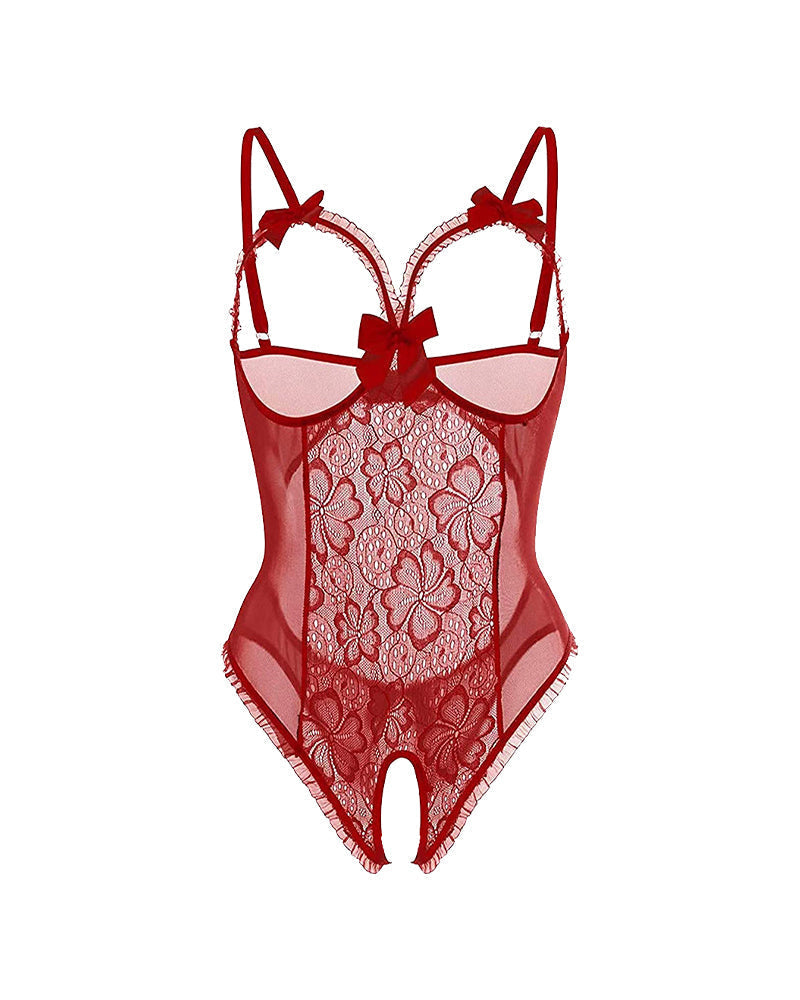 Crotchless Lace Mini Bodysuit