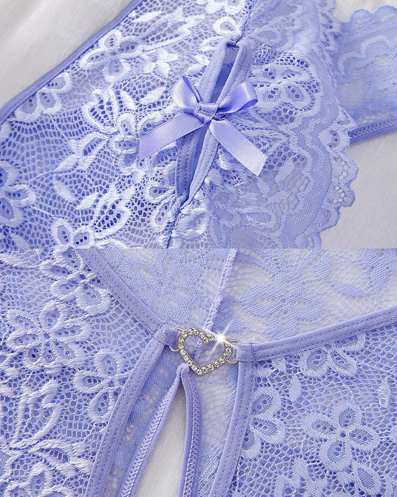 Bridal Whisper Halter Lace Crotchless Teddy
