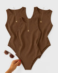 Slim-Fit Sleeveless Bodysuit Top