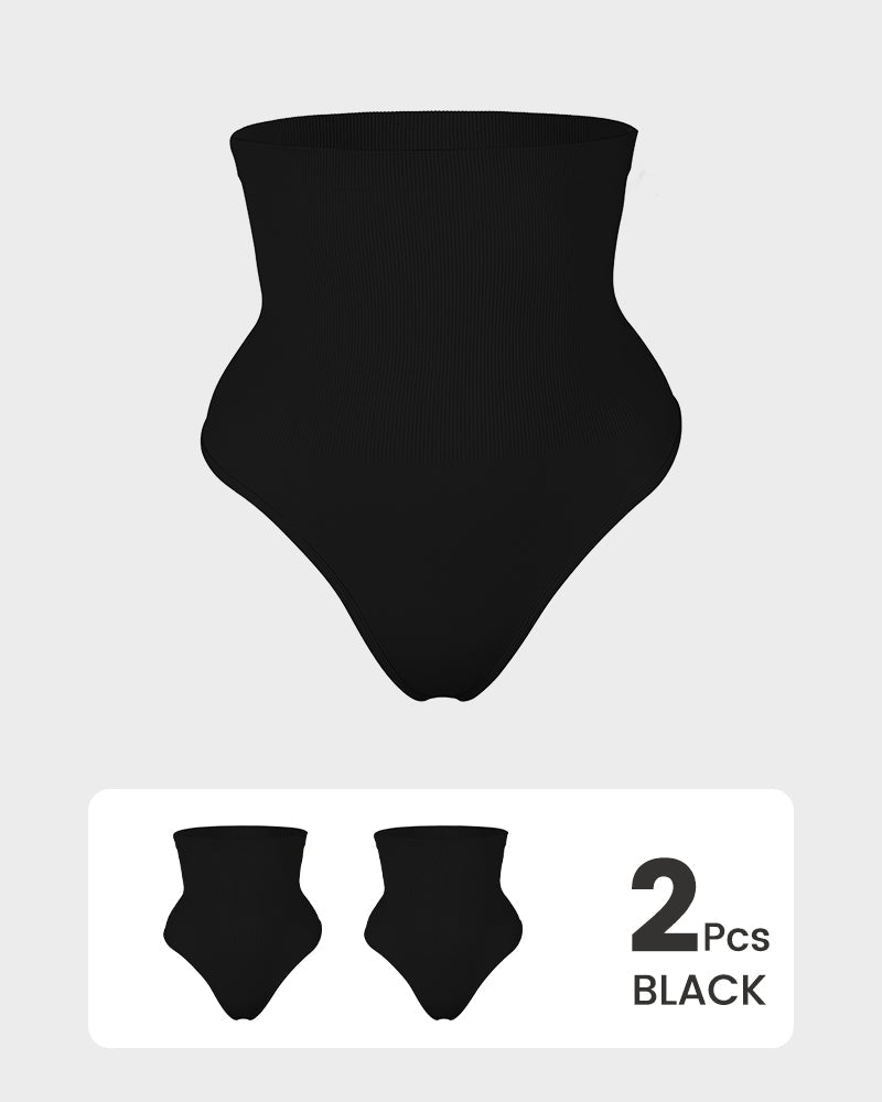 2-Pack High-Waist Tummy Control Thongs