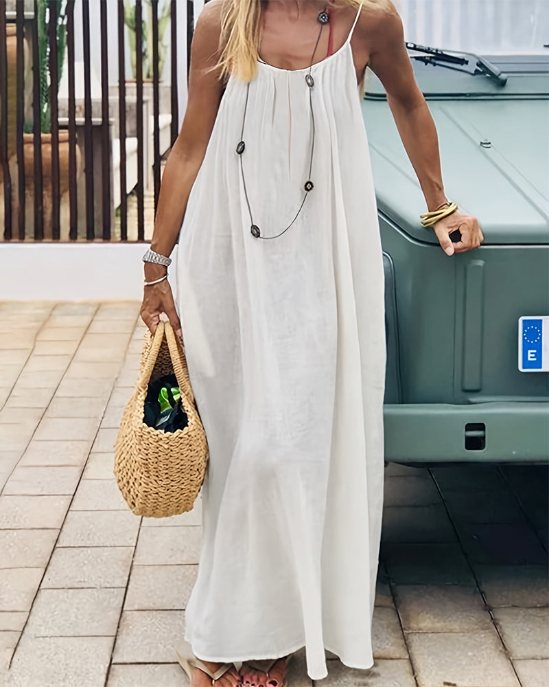 Women's Solid Color Backless Cami Dress