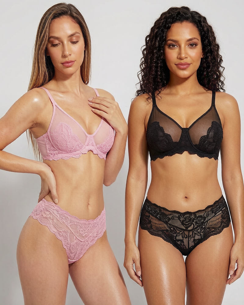 Full Coverage Lace Bras Set of 2