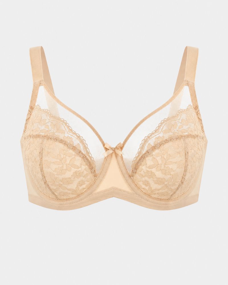 Plus Size Floral Lace Minimizer Underwire Bra