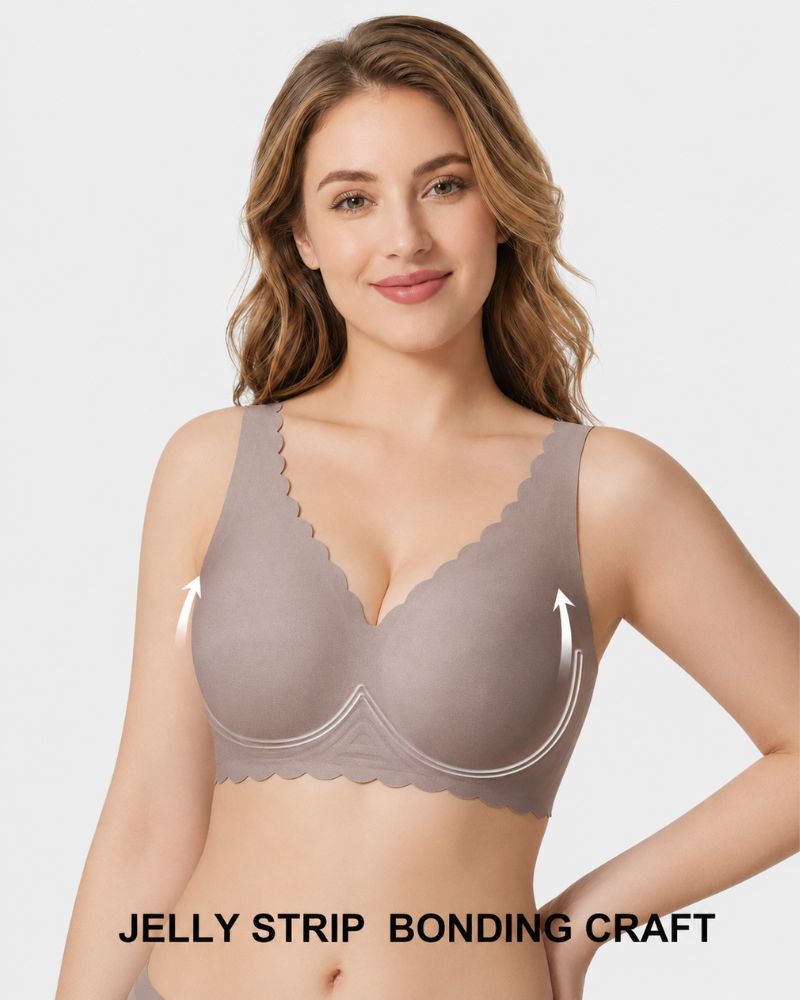 Deep V Seamless Scalloped Wireless Lift Bra
