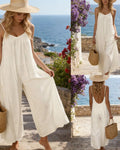 Strappy Backless Wide-Leg Jumpsuit With Pockets