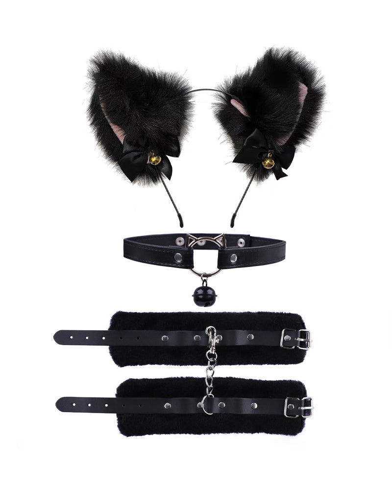 Sexy Bell Collar Tail Jewelry Maid Costume Headdress Neck Accessory Props Set