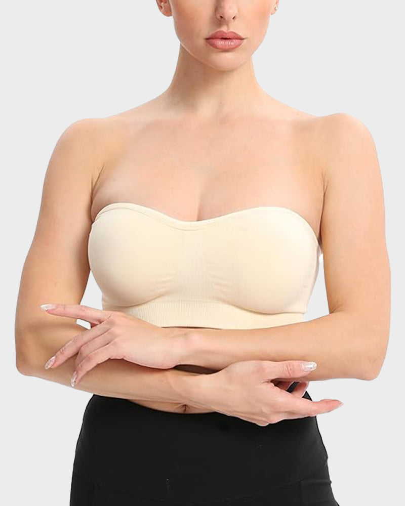 Wireless Strapless Bandeau Bra with Anti‑Slip Silicone Support