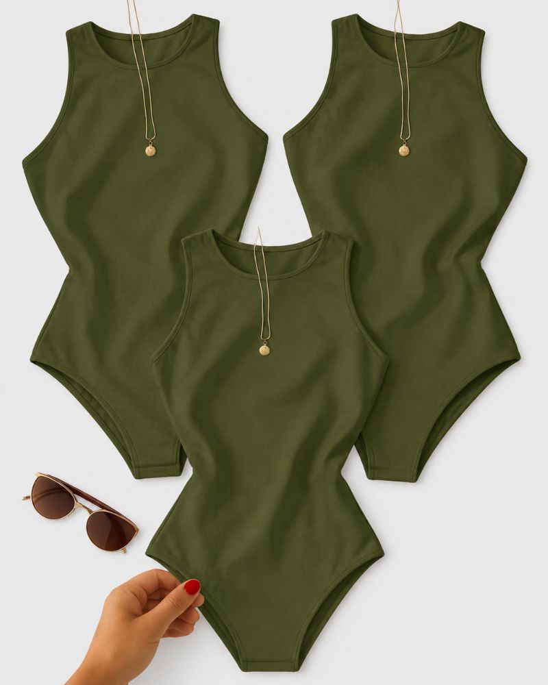 Slim-Fit Sleeveless Bodysuit Top