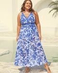 Two-Piece Floral Print Ruched Mesh Swimsuit, Sarong