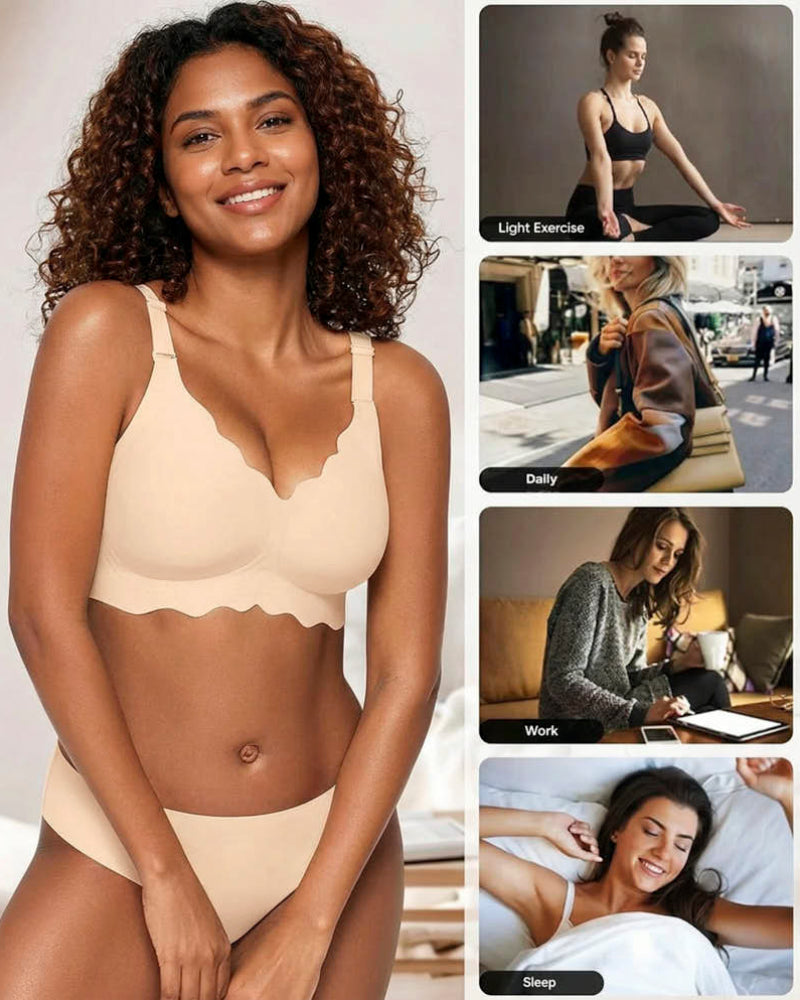 Soft Full Coverage Scalloped Wireless Jelly Bra