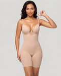 Women's U Plunge Strapless Tummy Control Bodysuit Low Back Built In Bra Shapewear