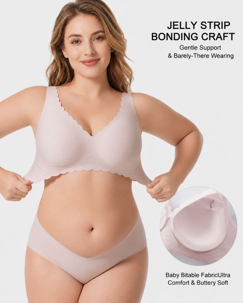 Deep V Seamless Scalloped Wireless Lift Bra