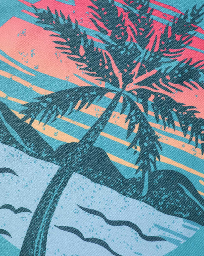 Island Print Drawstring Adjustable Swim Top