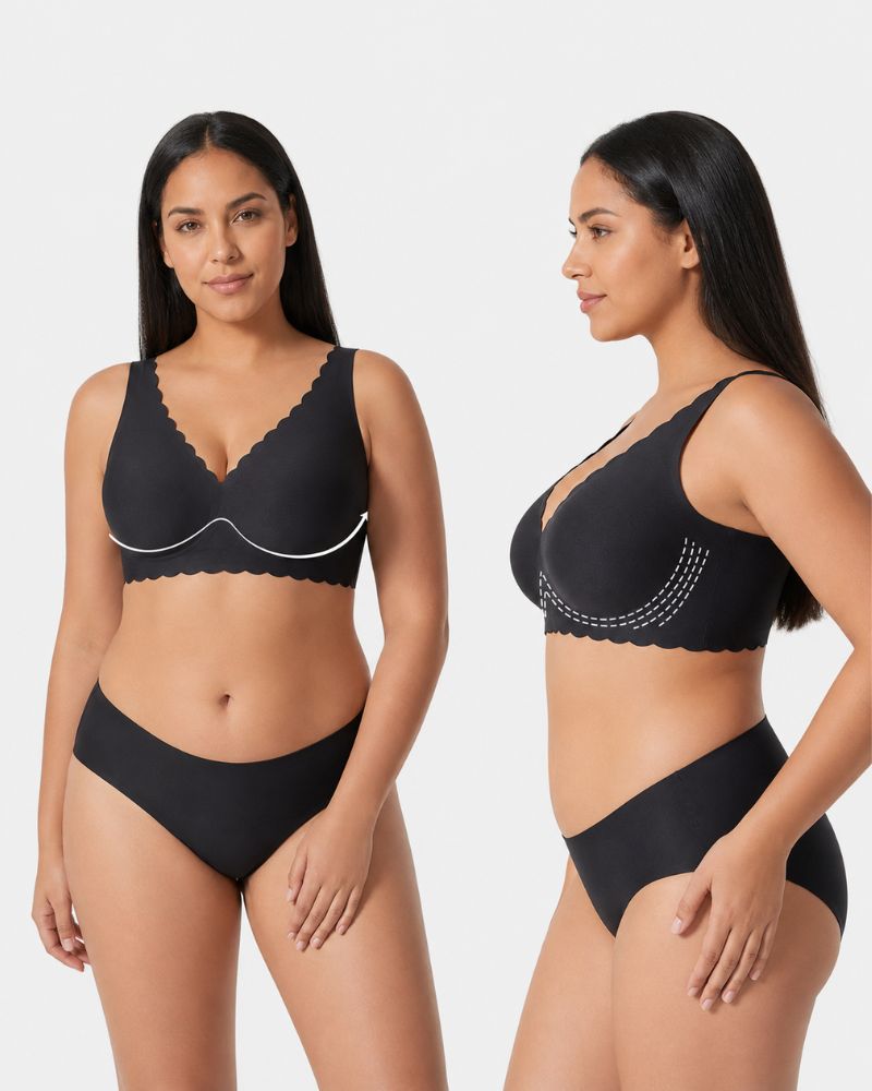 Deep V Seamless Scalloped Wireless Lift Bra