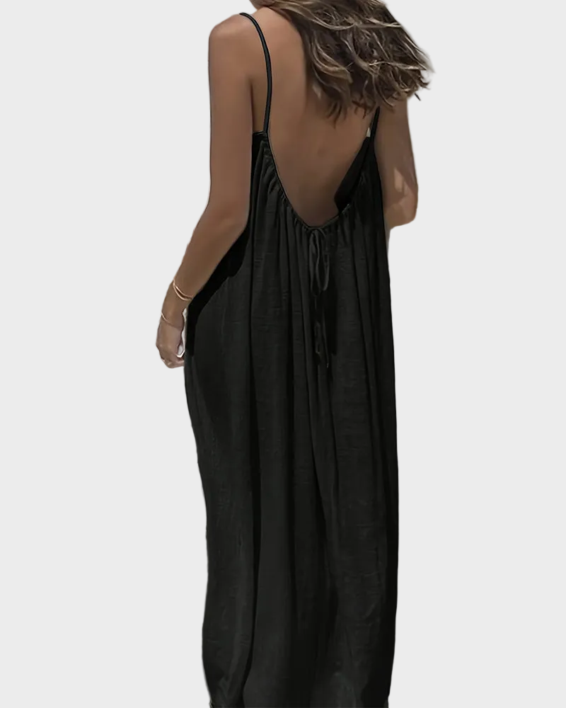 Women's Solid Color Backless Cami Dress