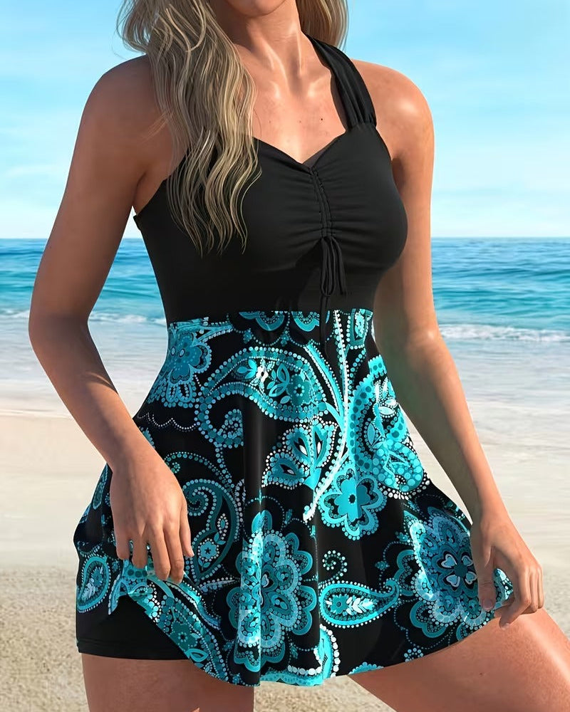Shapecurve Women's Casual Fashion Tankini Top and Shorts Two-Piece Swimsuit Set