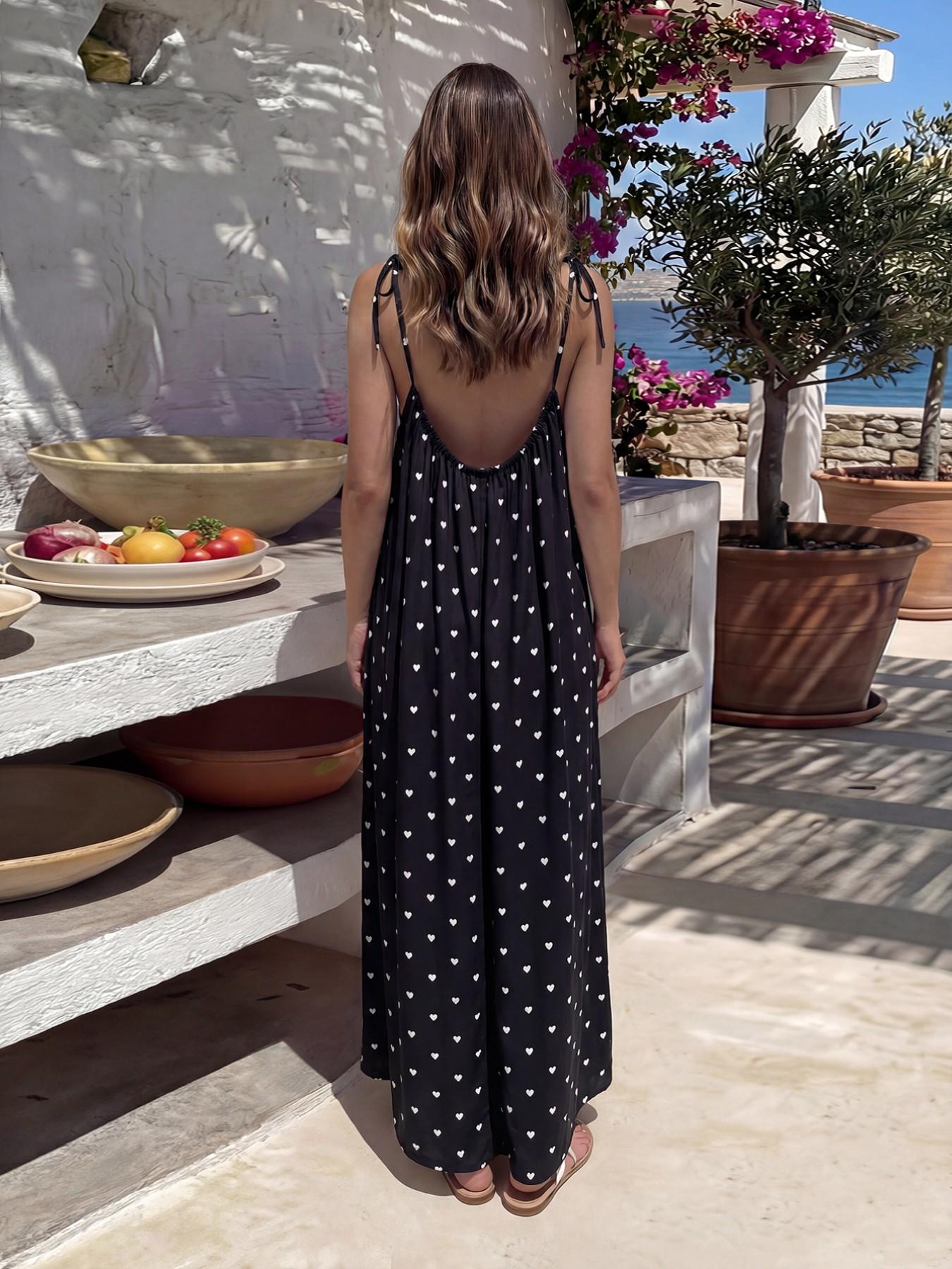 Women's Solid Color Backless Cami Dress