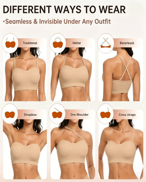 Wireless Strapless Bandeau Bra with Anti‑Slip Silicone Support