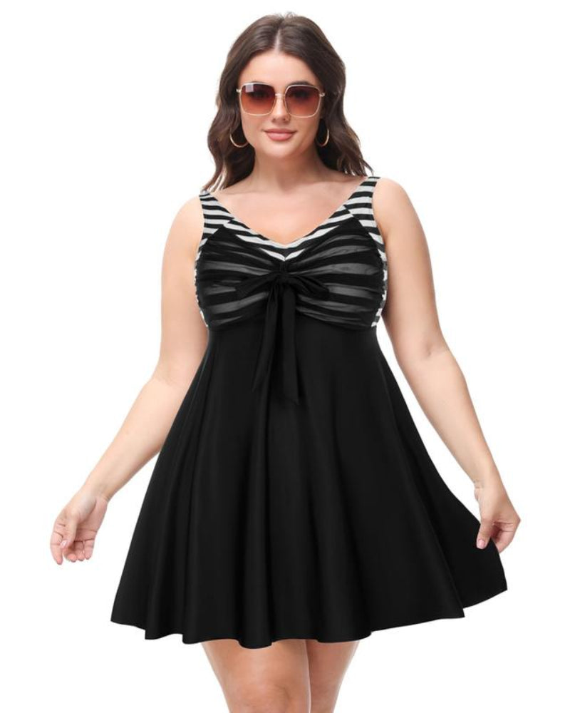 Women's Two Piece Swim Dress Plus Size Tummy Control Tankinis Swimdress Floral Printed Swimwear Swimsuits with Boyshort