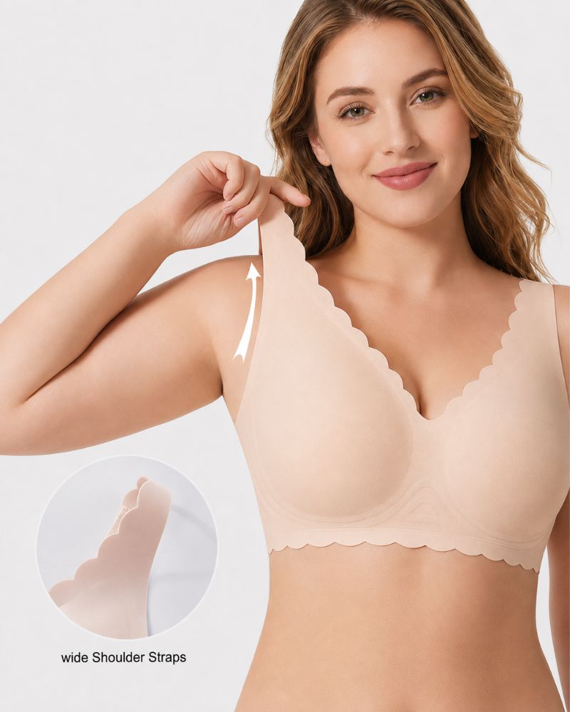 Deep V Seamless Scalloped Wireless Lift Bra