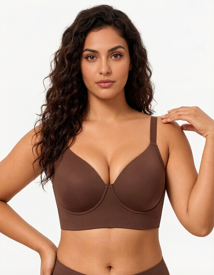 Delia Plus Size Smooth Full-Coverage Longline Support Bra.