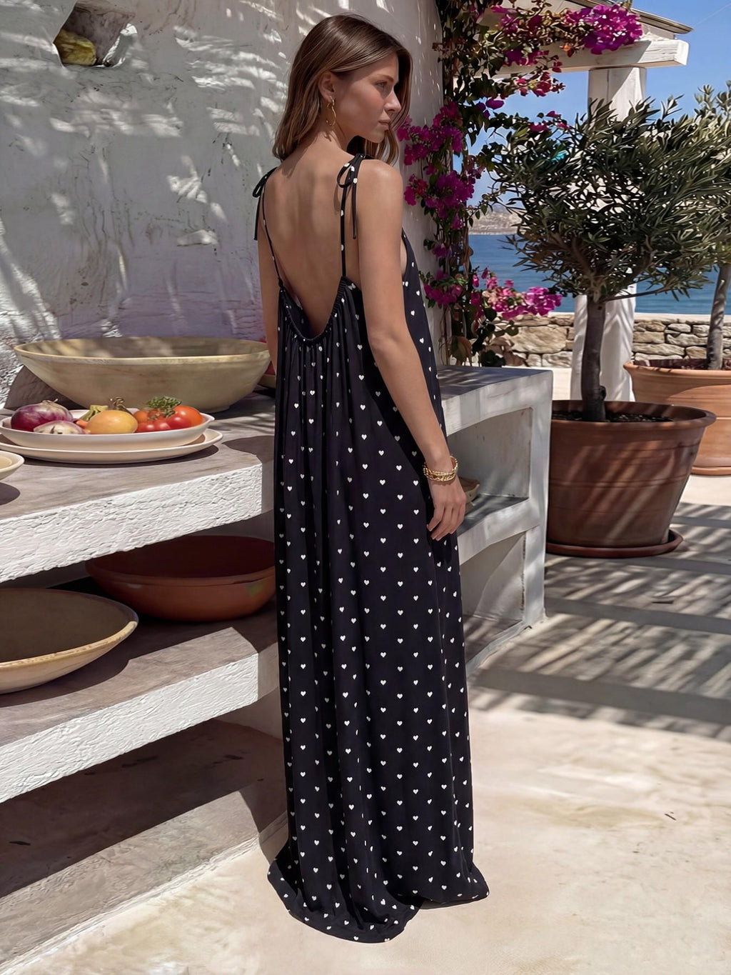 Women's Solid Color Backless Cami Dress