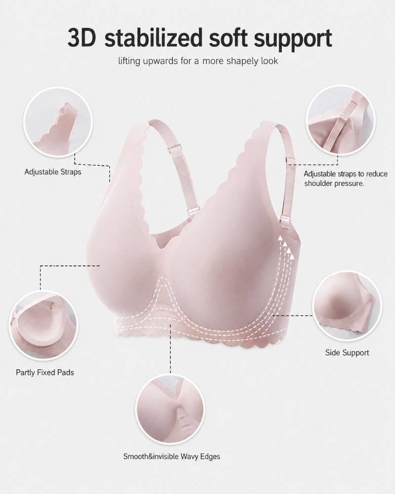 Deep V Seamless Scalloped Wireless Lift Bra