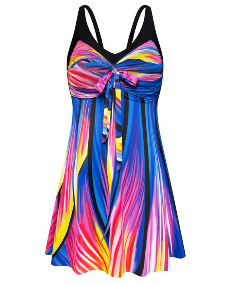 Women's Two Piece Swim Dress Plus Size Tummy Control Tankinis Swimdress Floral Printed Swimwear Swimsuits with Boyshort