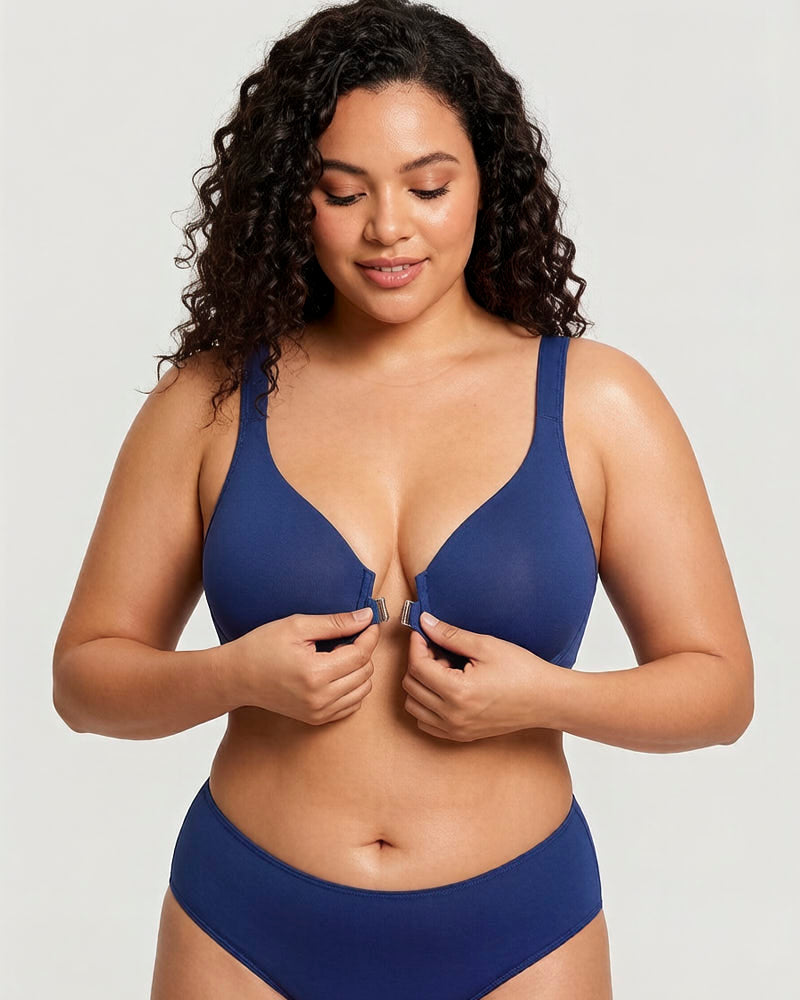 Women’s Front Closure Bra Full Coverage Posture Support Underwire Bra
