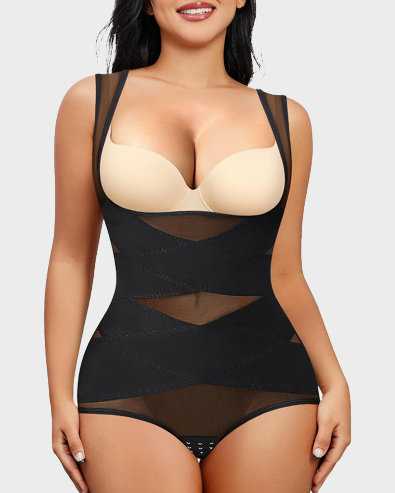 Open Bust Cross Compression Body Shaper