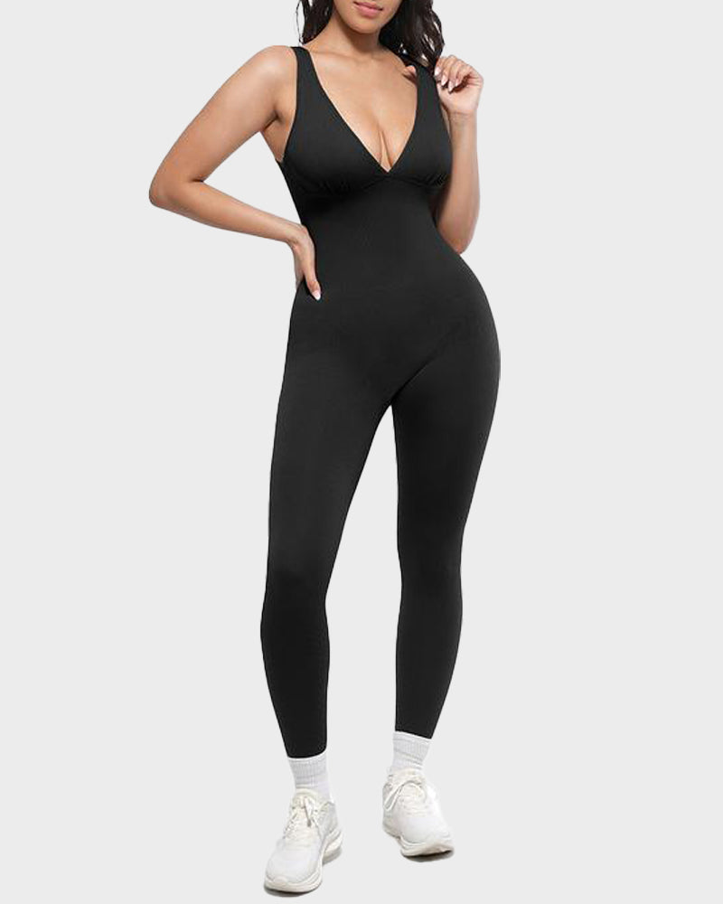 Deep V Tummy Control Sculpting Jumpsuit