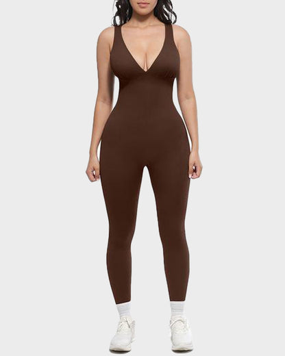 Deep V Tummy Control Sculpting Jumpsuit