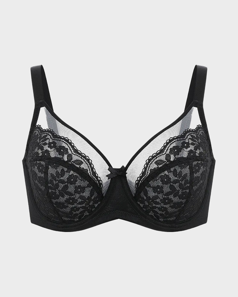 Floral lace shaping plus size bra