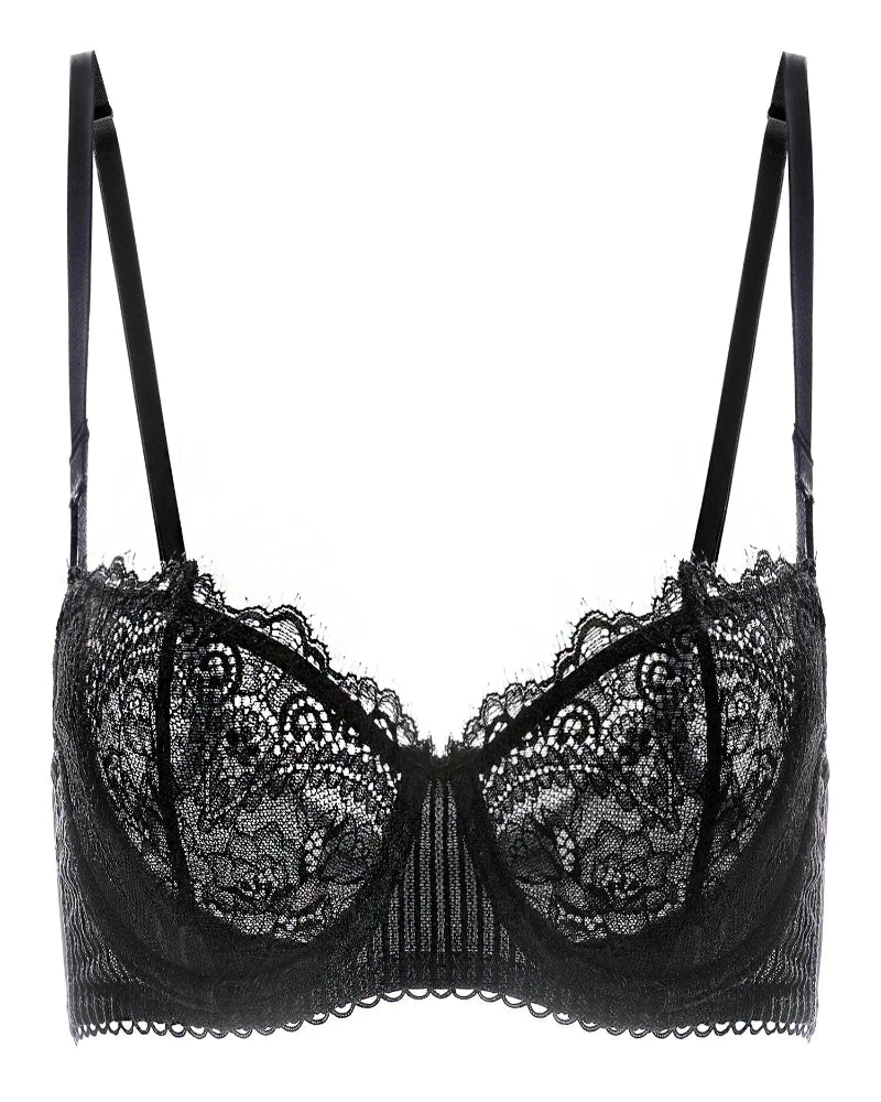 Women's Sexy Lace Push Up Plus Size Bra Sheer Balconette Underwire Unlined