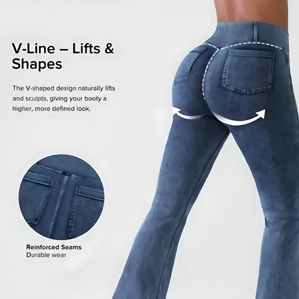 SHAPECURVE Crossover Denim Side Pockets Sculpting Leggings