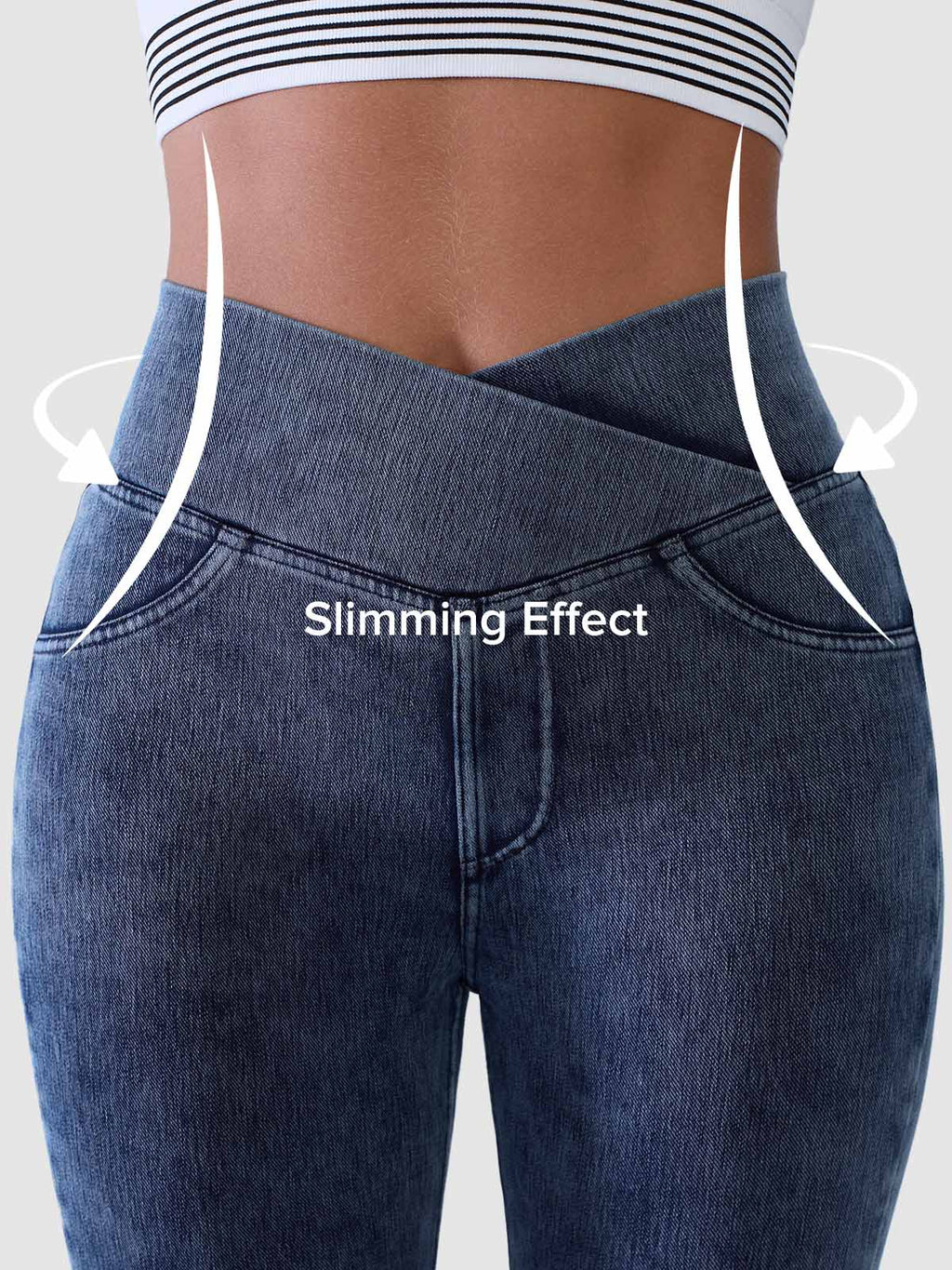 SHAPECURVE Crossover Denim Side Pockets Sculpting Leggings